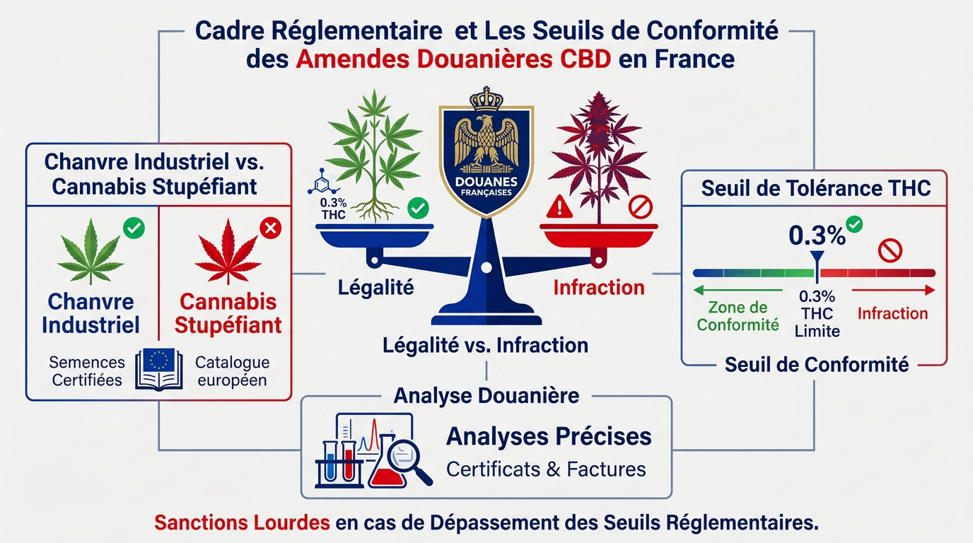 Contrôle douanier de produits CBD et vérification de la conformité légale