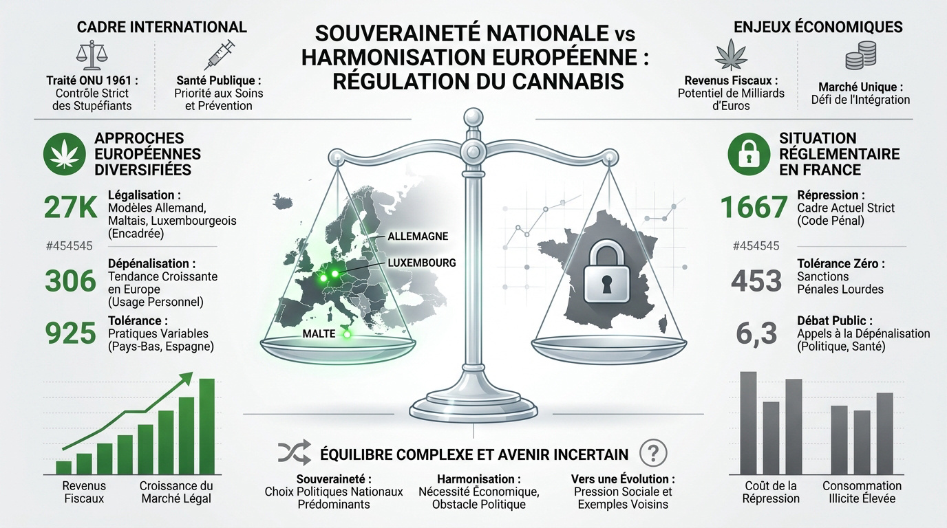Représentation de la souveraineté nationale et de la régulation du cannabis en Europe